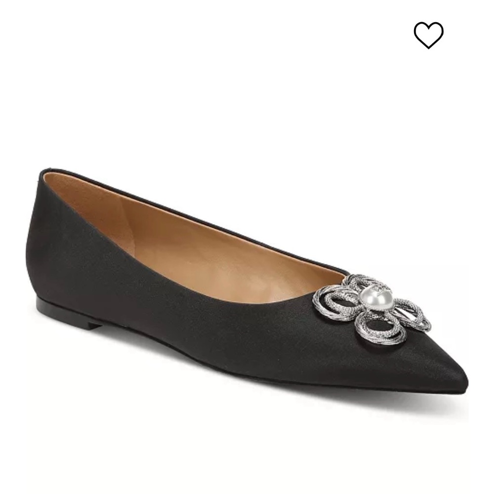 Sam Edelman Black Flats with Silver and Pearl Detail